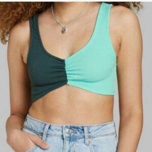 wild fable two colored (seafoam and emerald green) crop tank top